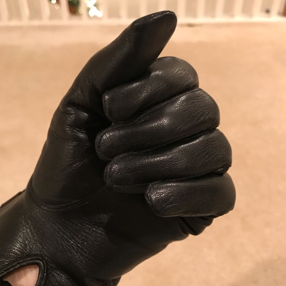 DAKS black leather gloves size 21 - Picture 7 of 8
